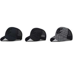 Three mesh trucker baseball caps featuring checkered patterns and 3D embroidered C logo