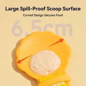 Cuillère à friandises jaune en forme de coquille avec design incurvé de 6,5 cm