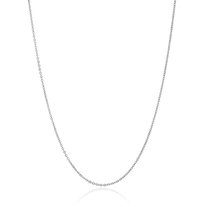 Detailed view of silver minimalist 304 stainless steel fine link chain necklace with reflection