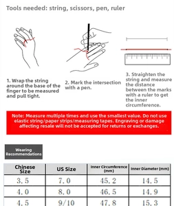Sizing chart and measurement guide for men's tungsten steel dragon patterned ring