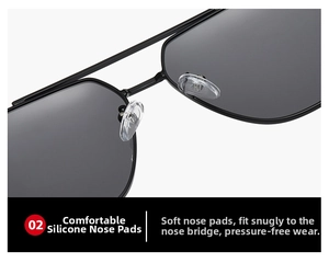Detalle de almohadillas de silicona en gafas de sol polarizadas con soportes flexibles