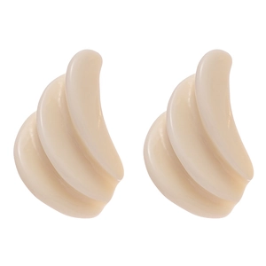Three-layer geometric cream resin earrings with minimalist abstract wavy design