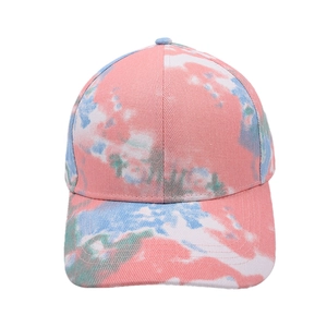 Pastel tie-dye honkbalpet voor dames met roze blauw en groen marmeren waspatroon