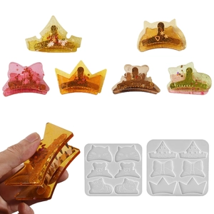 DIY Resin Hair Clip Silicone Mold And Metal Shark Clips Cat Crown Casting Tools For Jewelry Making Craft Novelty