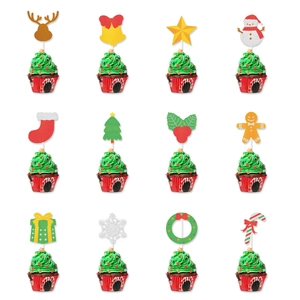 Decorazione Per Torta Di Natale Glitter Carta Cupcake Picks Renna Omino Zenzero Festa Decorazione Stile Cartone Animato