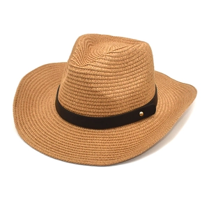 Stroh Fedora Panama Hut Für Damen Herren Geflochtener Cowboy Sonnen Strandhut Mit Kunstlederband Metallniete Faltbar