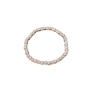 Elegant beaded bracelet with pink purple pearls and pavé crystal ball accents for women