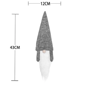 Christmas gnome wine bottle cover with grey hat and white beard, size 43x12 cm