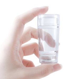 2.8cm clear nail art stamper with silicone head and transparent cylindrical handle
