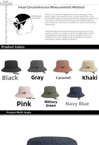 Size guide for outdoor waterproof bucket hat with head circumference measurements