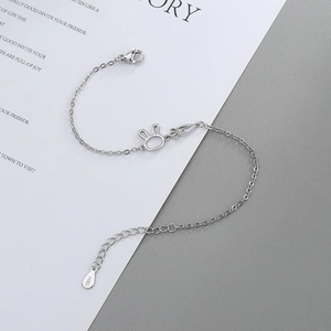 S925 silver bracelet featuring hollow rabbit and carrot charms in a minimalist style
