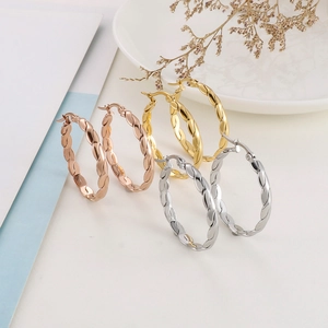 Stainless Steel Twisted Rope Hoop Earrings For Women 18K Gold Plated Geometric Textured Hoop Minimalist Fashion Jewelry