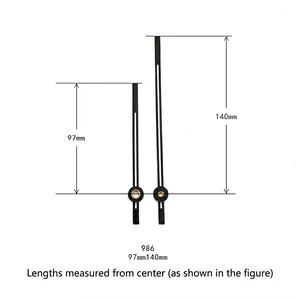 Black minimalist metal clock hands set 97mm and 140mm for quartz clock movement repairs