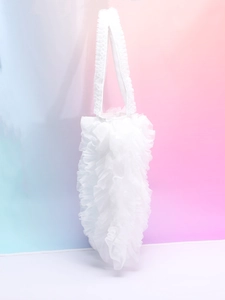 Bolso tote de malla blanca con volantes y un diseño plisado único estilo de falda