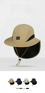 Detail view of outdoor sun hat with neck flap and breathable mesh in four colors