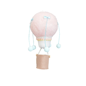 Handmade wool felt pink and white hot air balloon Christmas ornament hanging decoration