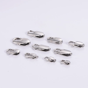 Polished stainless steel lobster clasps in various sizes for DIY jewelry making