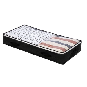 Detail of black underbed storage bag with transparent PVC window and reinforced handle
