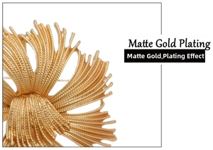 Detailed macro view of matte gold plating with brushed metal texture on French brooch