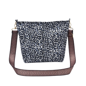 Fashionable leopard print large capacity canvas tote bag with adjustable wide strap