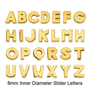 Slide Charms Alloy Alphabet Letters Golden Polish Heart Star Flower Butterfly Shape For Jewelry DIY Making