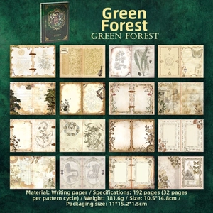 Detail view of 192-page vintage botanical scrapbook paper set with gold foil accents