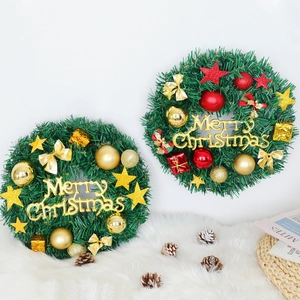 Couronne De Noël Aiguilles De Pin Artificielles Ornements Avec Lumières Led Décoration De Porte Suspendue Pour Fête