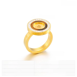 Detailed size specifications for a gold men's stainless steel ring with 17mm face width