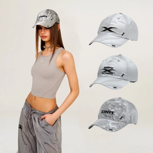 Metallic Silver Baseball Cap Reflective Nylon Adjustable Strap Embroidery Sun Protection Outdoor Sporty Unisex Hat