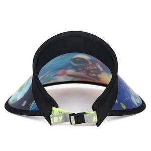 Kids 3D astronaut sun visor hat with translucent brim and adjustable strap closure