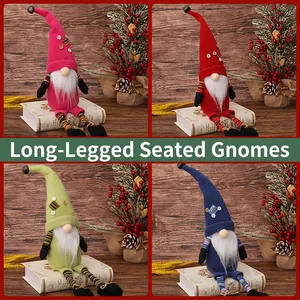 Handmade Christmas long-legged Swedish gnome dolls in four colors for festive home decor