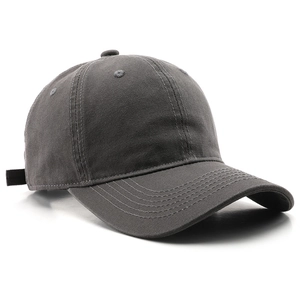 Deep grey vintage washed cotton baseball cap with adjustable strap for sun protection
