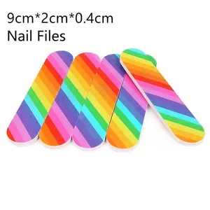 Set of 5 rainbow patterned nail files for professional manicure shaping and removal