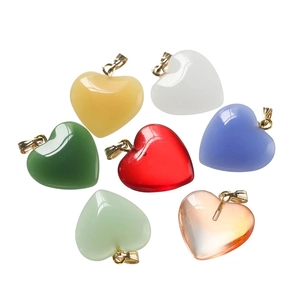 Natural crystal heart pendants in assorted colors with gold metal clasps for DIY jewelry