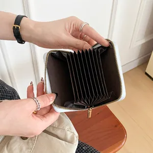 Cute kitten style accordion wallet for women with multi-slot card holder and gold zipper
