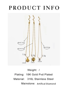 Detailed specs of 18K gold plated stainless steel shell, heart and flower necklaces