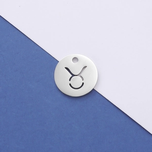 Polished stainless steel round Taurus constellation pendant charm for DIY jewelry making