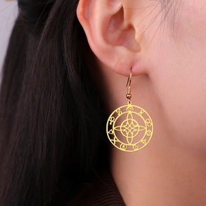 Goldene Hexenknoten-Ohrringe mit geometrischem Mandala-Hohlmuster für Damen und Herren