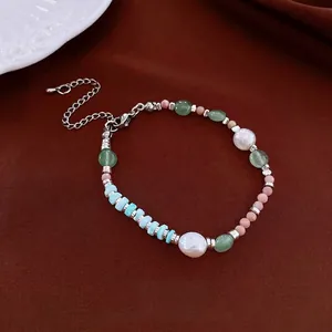 Collier de perles de style chinois moderne avec pierres naturelles et perles vintage