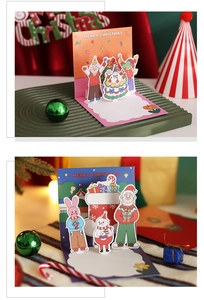 Weihnachten 3D Pop-up Grußkarte süße Cartoon Grußkarte Weihnachtskarte Geschenk mit Umschlag