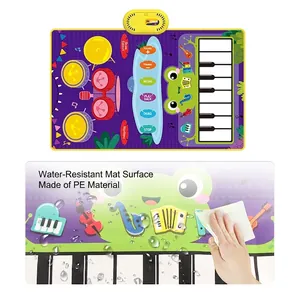Kids musical drum mat with waterproof PE material and piano keys for early education