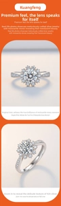 Close-up of 925 sterling silver moissanite sunflower ring with halo setting details