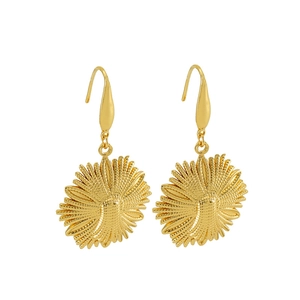 Boucles d'oreilles pendantes fleurs en acier inoxydable plaqué or 18k avec pétales