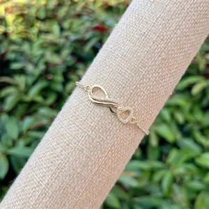18K gold plated infinity heart bracelet with shimmering zircon micro-pave crystals