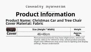 Detaillierte Produktspezifikationen und Maße für Weihnachts-Stuhlhussen