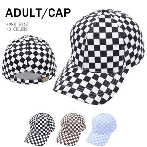 Checkerboard Pattern Cotton Baseball Cap Adjustable Metal Buckle Retro Fashion Curved Brim Sun Hat For Adult Unisex