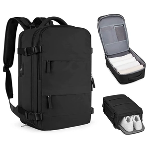 Large Capacity Travel Backpack Waterproof Polyester With USB Charging Port And Shoe Compartment Business Laptop Bag Unisex