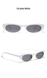Detail view of jade white oval sunglasses showing front and 45-degree angle profile