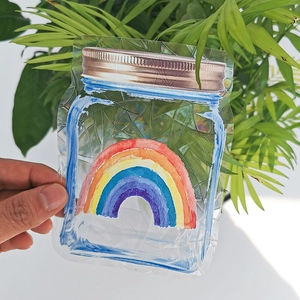 Rainbow suncatcher window sticker with mason jar design and colorful prism effect