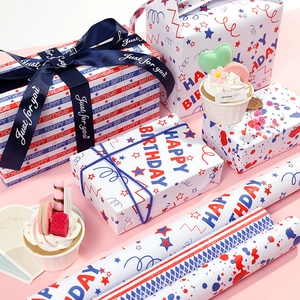 Happy Birthday Gift Wrapping Paper Matte White Kraft Paper Celebration Party Decorations Modern Pattern Ins Style